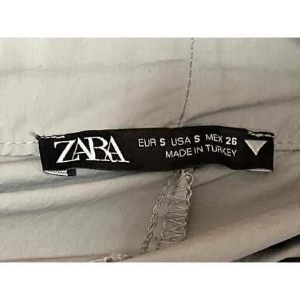 Zara Women's Gray Elastic Waist Drawstring Windbreaker Cargo Jogger Pants Size S