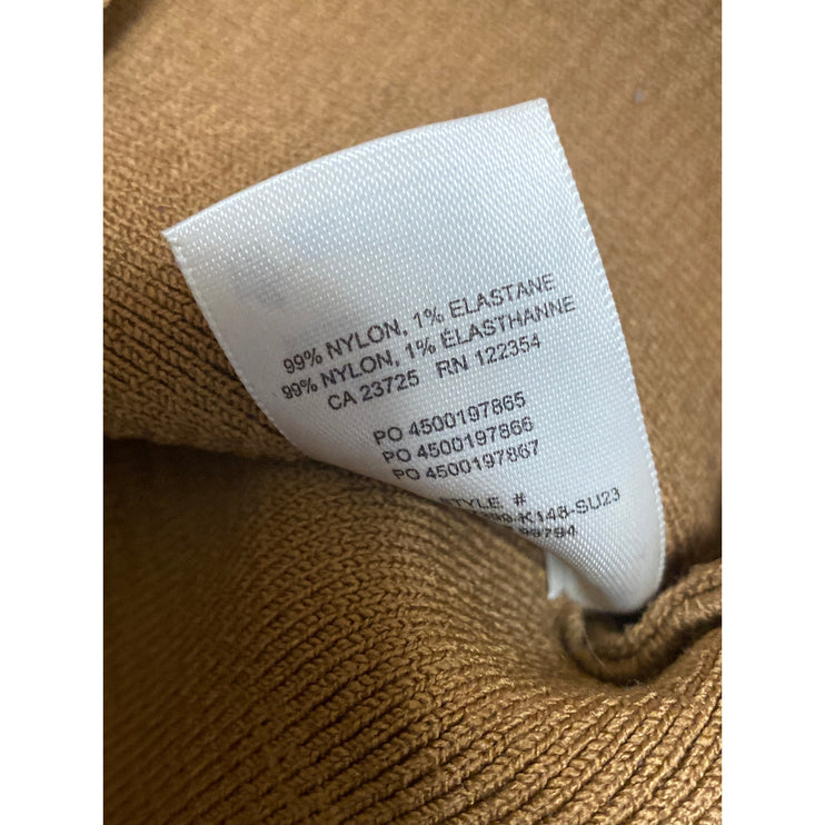 Aritzia Babaton Tan Sculpt One Shoulder Ribbed Knit Sleeveless Blouse Top Size S