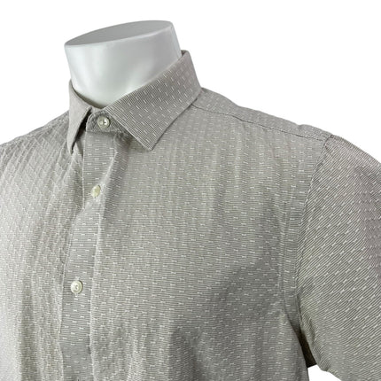 Hart Schaffner Marx Men's Gray Embroidered Short Sleeve Button Up Shirt Top Sz L