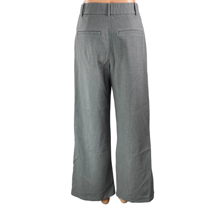 Abercrombie & Fitch Womens Gray High Rise Pleated Wide Leg Trouser Dress Pants S