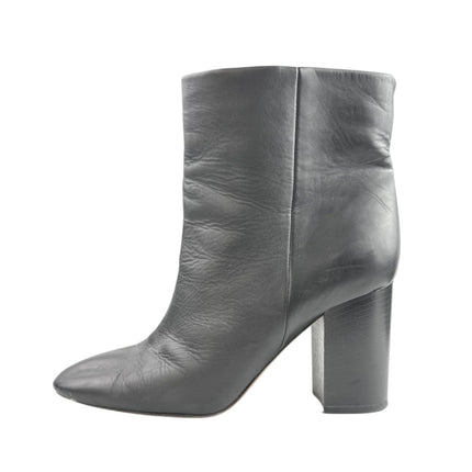 Vince Women's Black Leather Block Heel Round Toe Slip On Classic Ankle Boots 8