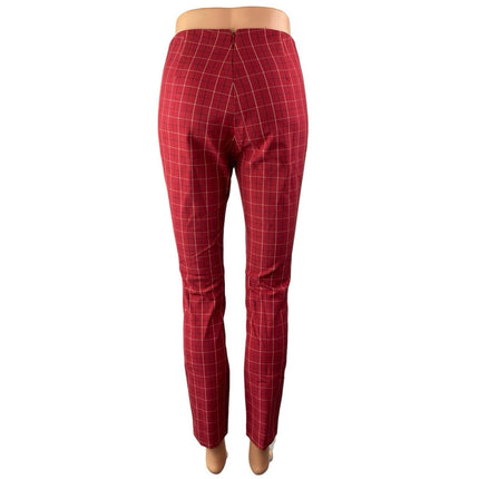 Rag & Bone Women's Red Plaid Checkered High Waist Skinny Trousers Pants Size 0
