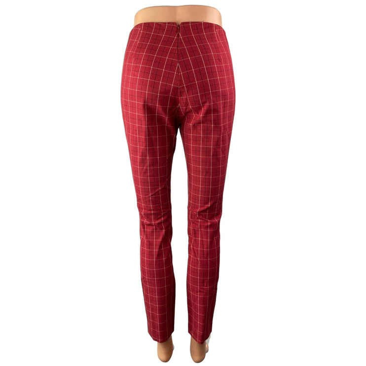 Rag & Bone Women's Red Plaid Checkered High Waist Skinny Trousers Pants Size 0