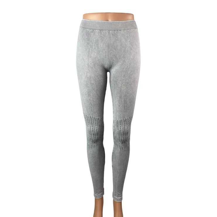 Nikibiki Womens Gray Low Waist Waffle Knee Seamless Activewear Tight Leggings OS