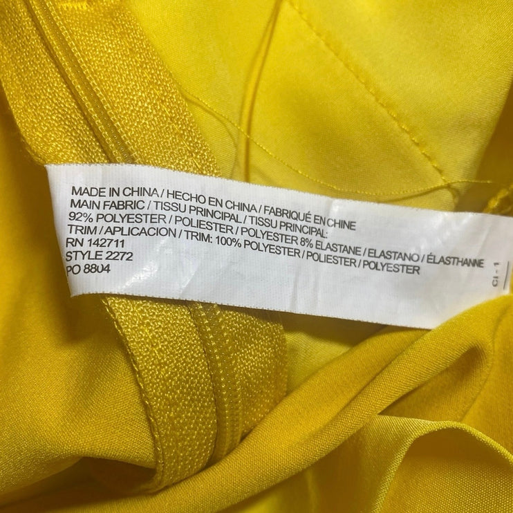 Eloquii Women's Yellow High Waisted Wide Leg Cropped Trousers Pants Size 16P