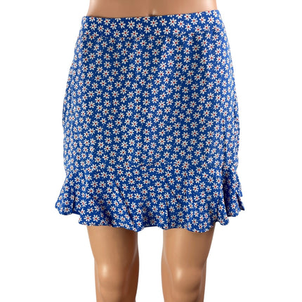 Madewell Women's Blue Floral Daisy Ruffle High Waist Pencil Mini Skirt Size 00