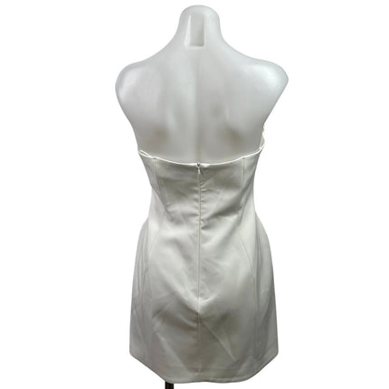 Zara White Satin Sweatheart Sleeveless Tube Mini A-Line Slip Tank Dress Size M