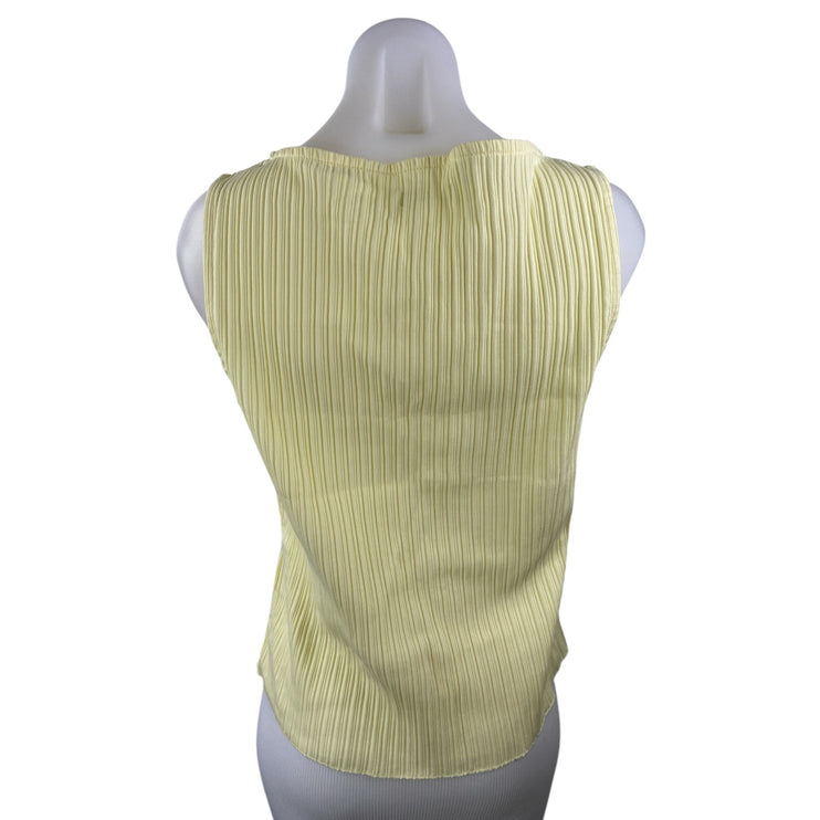 NEW Madewell Women's Yellow Plisse Sleeveless Pleated Tank Blouse Top Size M