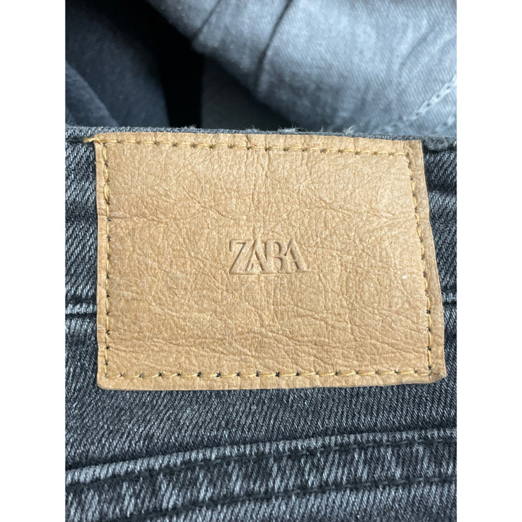 Zara Women's Black Washed High Waisted Slim Straight Leg Denim Jeans Size 6