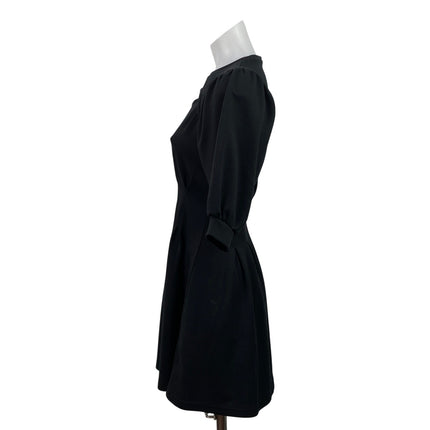 SLY Women's Black Half Puff Sleeve Cut Out Pleated Mini Flared A-line Dress Sz 1