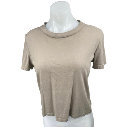 Zara Women's Beige Short Sleeve Crew Neck Pullover Basic T Shirt Tee Top Size S