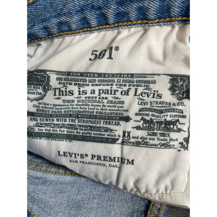 Levi's 501 Women's Blue High Waisted Cut Off Frayed Denim Jean Shorts Size 33