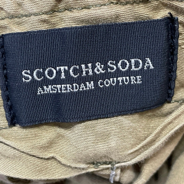 Scotch & Soda Mens Olive Green Low Rise Slim Straight Leg Chino Khaki Shorts 31