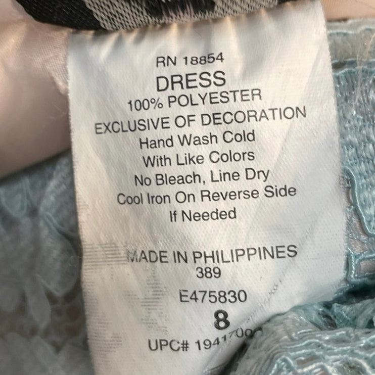 Rare Editions Girls Mint Green Floral Lace Sleeveless Fit & Flare Dress Size 8