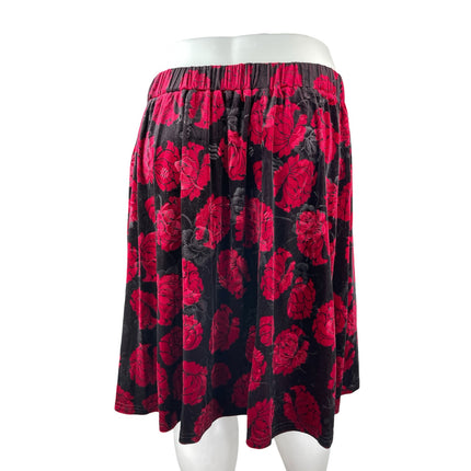 Bloomchic Women's Floral Velvet Velour High Rise Mini Flare A-Line Skirt 22/24