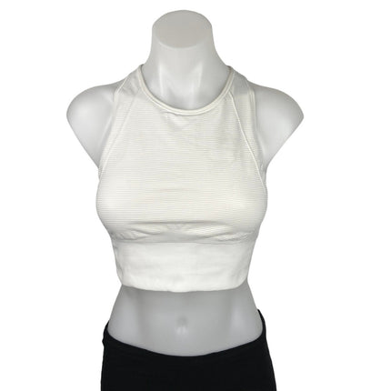 Lululemon White High Neck Racerback Ribbed Knit Athletic Yoga Crop Top Size S