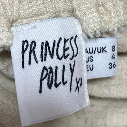 Princess Polly Beige Tan Smocked Pull On Tiered Ruffle Flounce Mini Skirt Size 4