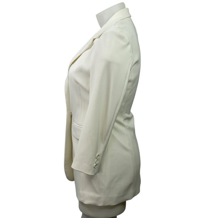 Boston Proper Womens White Notch Collar LOng Sleeve Button Blazer Coat Jacket 12