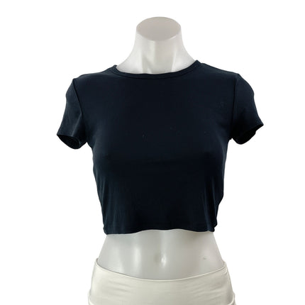 Aritzia Sunday Best Black Short Sleeve Crew Neck T Shirt Tee Crop Top Size S