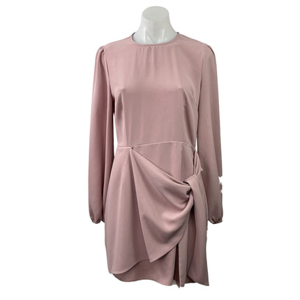 Farrow Womens Pink Long Sleeve Tie Knot Front Back Zip Mini Skater Dress Size M