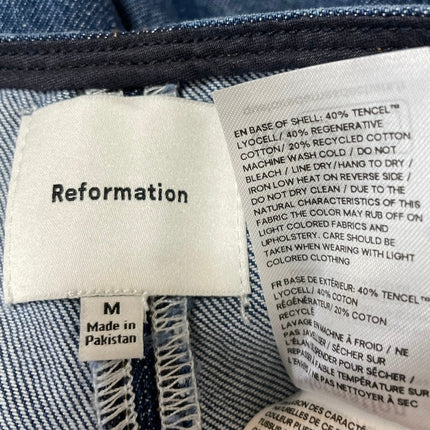 Reformation Avielle Denim Women's Blue Sleeveless Relaxed Halter Mini Dress Sz M