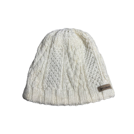 Columbia Women's White Cable Knit Winter Casual Snow Bonnet Beanie Cap Hat OS