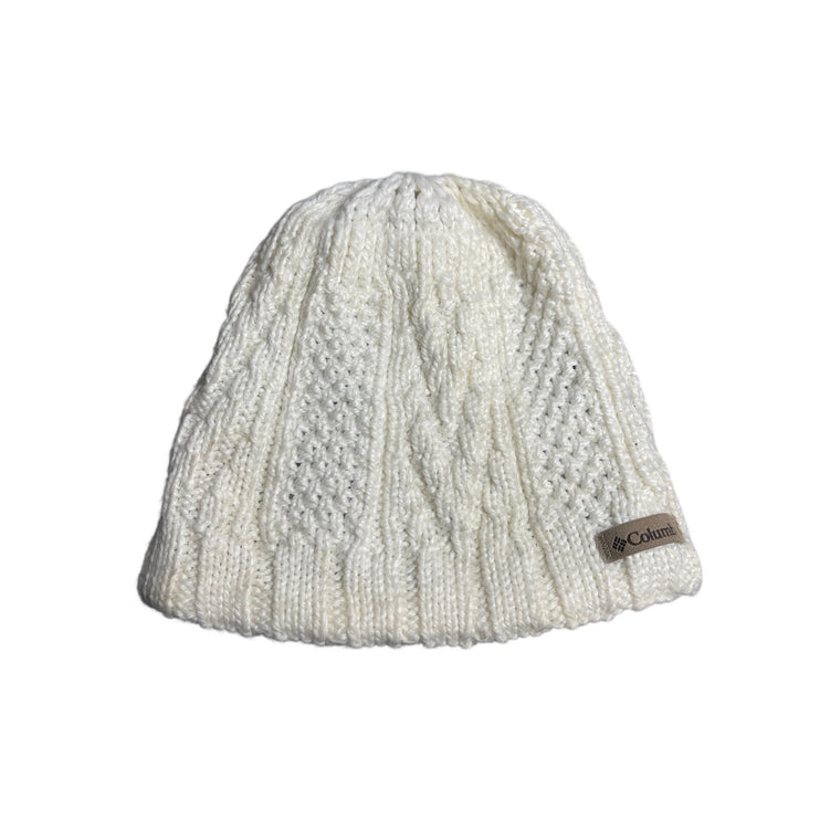 Columbia Women's White Cable Knit Winter Casual Snow Bonnet Beanie Cap Hat OS