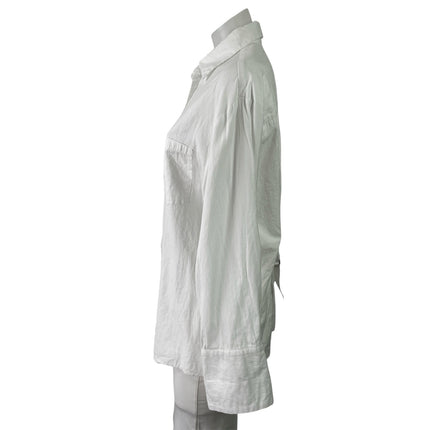 MNG Mango Women's White Long Sleeve Collared Oversixed Button Down Shirt Top 6