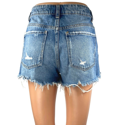 Zara Women's Blue Distressed Cut-Off High Waisted Denim Jean Shorts Size 2