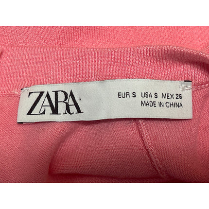 Zara Women's Pink Knit Sleeveless Button Back Crop Sweater Vest Tank Top Size S