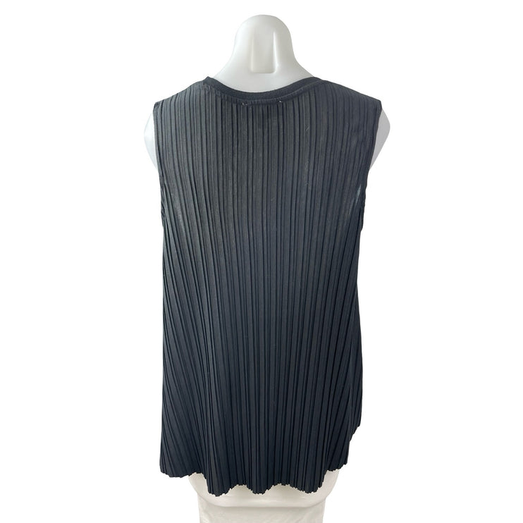 Philosophy Women's Black Pleated Sleeveless Round Neck Tank Blouse Top Size M