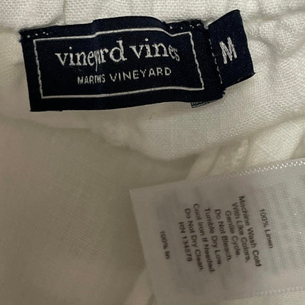 Vineyard Vines 100% Linen Womens White High Waisted Drawstring Relaxed Trouser M
