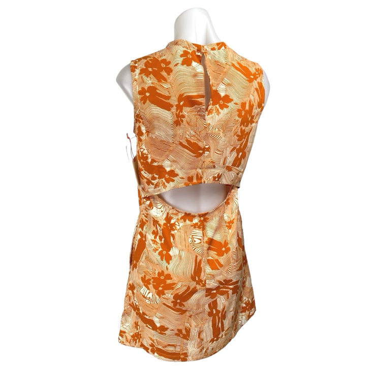 NEW Open Edit Coral Floral Geometric Sleeveless Cutout Mini Shift Dress Size S