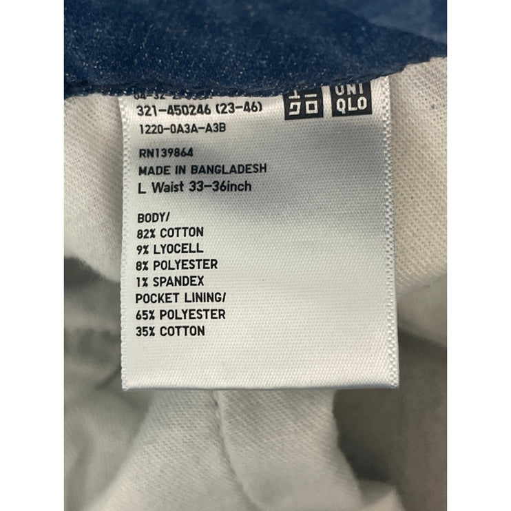 Uniqlo Women's Blue High Waisted Medium Wash Straight Leg Denim Jeans Size L