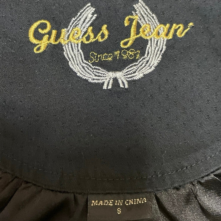 Guess Jean Women's Black Sleeveless Racerback V Neck Button Up Vest Crop Top S