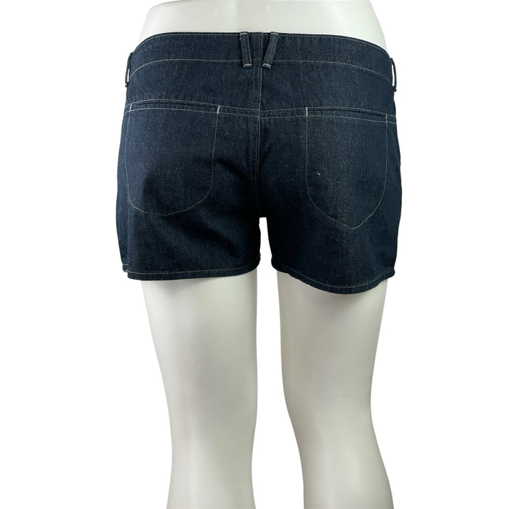 Old Navy Womens Blue Mid Rise Slim Fit Straight Leg Mini Denim Jeans Shorts 16