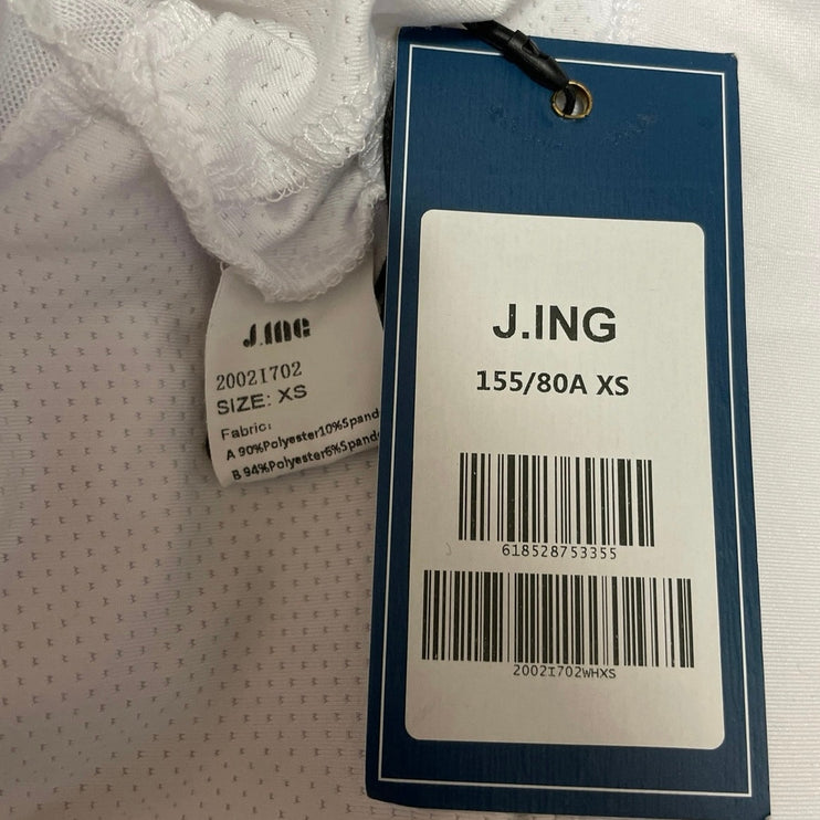 NEW J. Ing Women's White Short Sleeve Cutout Mesh Crew Neck Crop Top Size XS