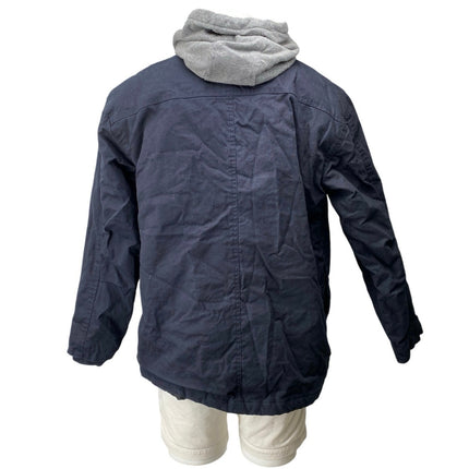 Wrangler Chore Bomber Men's Navy Blue Hooded Snap Workwear Coat Jacket Size XL