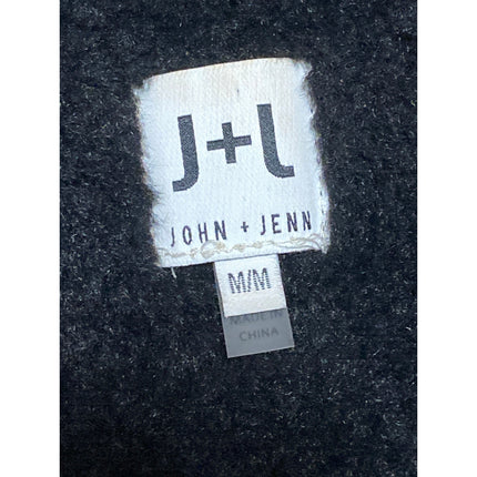 John + Jenn Womens Black Sleeveless Faux Fur Fleece Cardigan Sweater Vest Size M