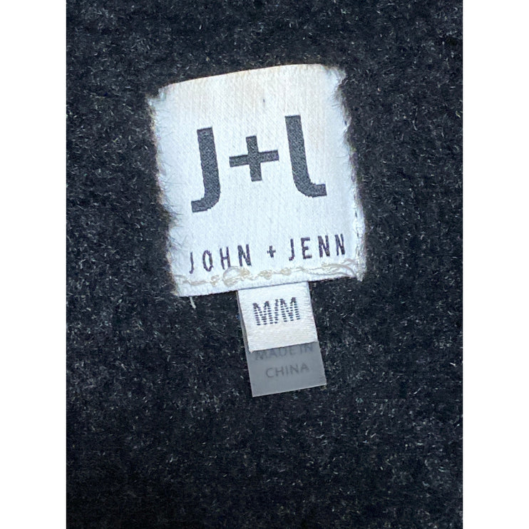 John + Jenn Womens Black Sleeveless Faux Fur Fleece Cardigan Sweater Vest Size M