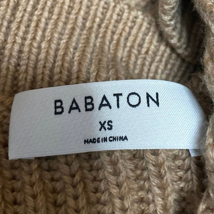 Aritzia Babaton Women's Tan Merino Wool Long Sleeve V Neck Sweater Top Size XS