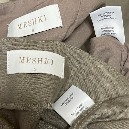 Meshki Women's Gray Taupe Sleeveless Tie Wide Leg Trousers 2 Piece Set Size S