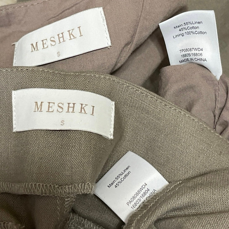 Meshki Women's Gray Taupe Sleeveless Tie Wide Leg Trousers 2 Piece Set Size S
