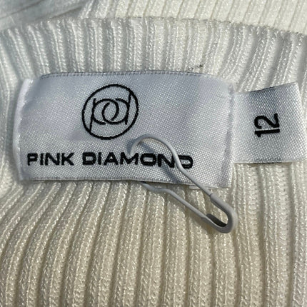 Pink Diamond Cream Ribbed Knit Dolman Sleeve Faux Wrap Surplice Sweater Size 12