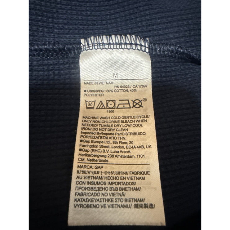 Gap Men's Navy Blue Waffle Knit Crew Neck Long Sleeve T Shirt Tee Top Size M