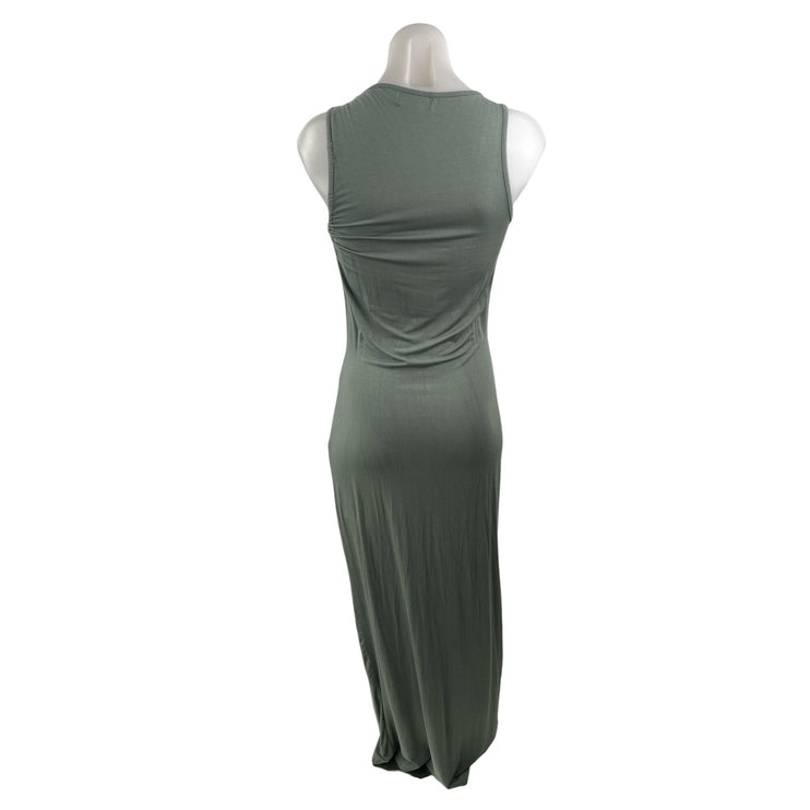 Motel Elinor Women's Green Ruched Sleeveless Mock Neck Tie Maxi Bodycon Dress M