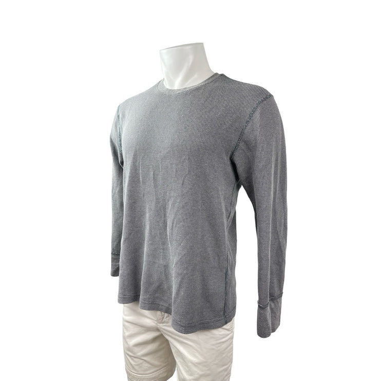 Men's Gray Textured Knit Long Sleeve Crew Neck Basic T Shirt Tee Top Size XL