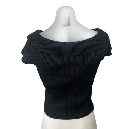Urban Outfitters Black Ribbed Off the Shoulder Short Sleeve Crop T-shirt Top M