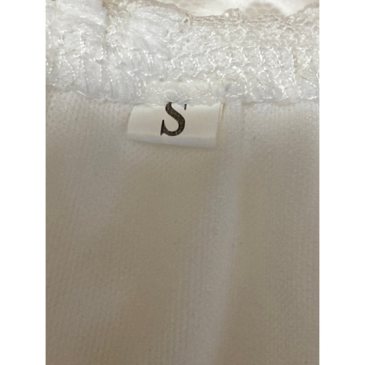 Womens White Embroidered Sheer Mesh Tiered Half Sleeve A Line Maxi Dress Size S