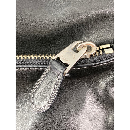 Coach Blue Black 100% Leather Reversible Zip Pocket ShoulderTote Bag Handbag OS